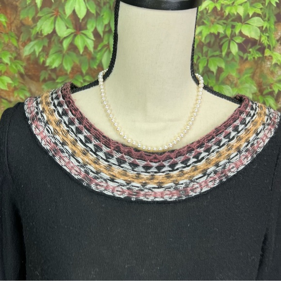 SLEEPING ON SNOW Black Wool Blend Fair Isle Sweater, S - Picture 3 of 10